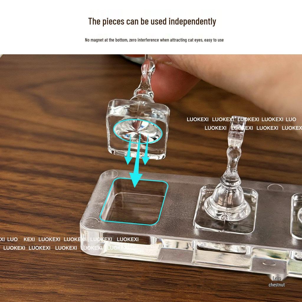 Transparent Acrylic Cat Eye Nail Art Holder – Non-Magnetic, Portable & Detachable Base