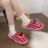 Mao Mao Women's Cotton Mop Comfortable Casual Winter Personality Couple Fun Kitten Home Contrast Color Cotton Slippers Shoes Stripes