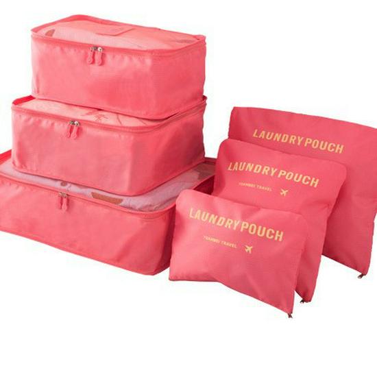 6-Piece Travel Toiletry & Clothing Storage Set with Document Bag