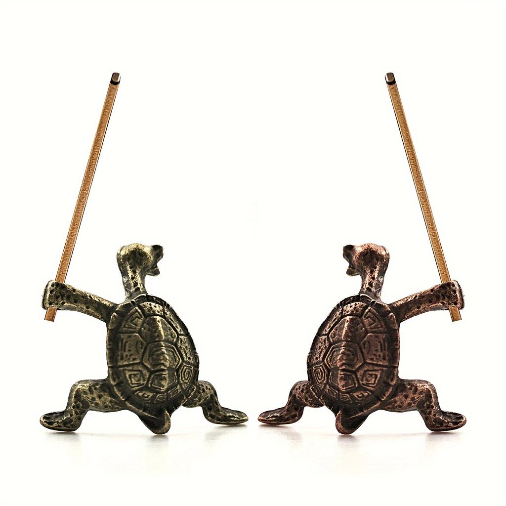 Messing Skilpadde Røkelsesbrenner Kung Fu Stil Dyr Skrivebordsornament Kreativ Hjemmedekor Retro Håndverk Meditasjon Aromaterapi Holder