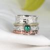 Sterling Silver Malachite Ring, Meditation Spinner Ring, Fidget Anxiety Ring, Gift For Her