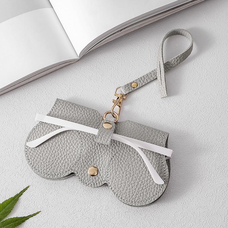 1pc Cute PU Glasses Case | Portable Eyewear Bag with Snap Closure - Scratch-Resistant Travel Organizer (Litchi Embossed)
