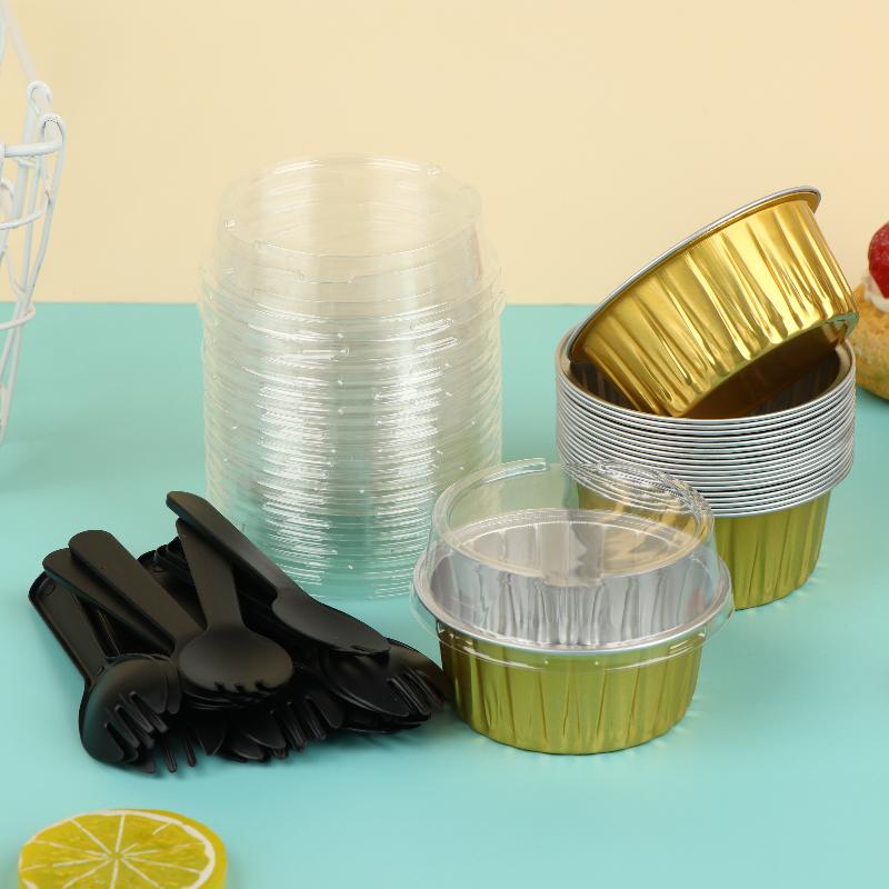20 Set Aluminum Foil Cake Cups Mini Cake Pans Disposable Baking Mold For Mousse Pudding Portion Baking Tray