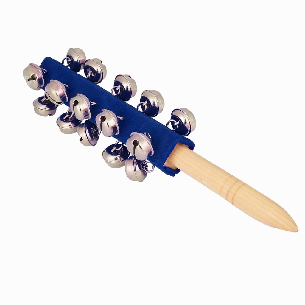 Wooden Handheld 21 Jingle Bells Bar Sleigh Stick Kids Toy Instrument (Blue)