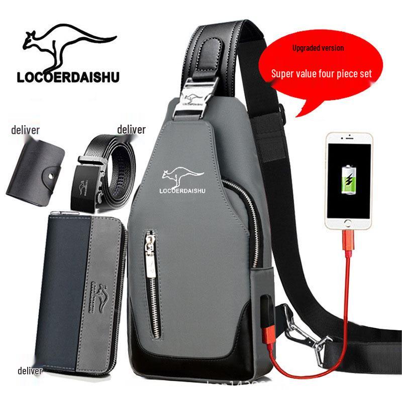 Men's Waterproof Oxford Cloth Crossbody Chest Bag - Korean Style, Trendy, Wear-Resistant, Single Shoulder Bag
