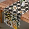 Seliem Spring Bee Gnome Table Runner, Honey Black White Buffalo Plaid Check Home Kitchen Dining Decor, Summer Seasonal Farmhouse Daisy Decorations