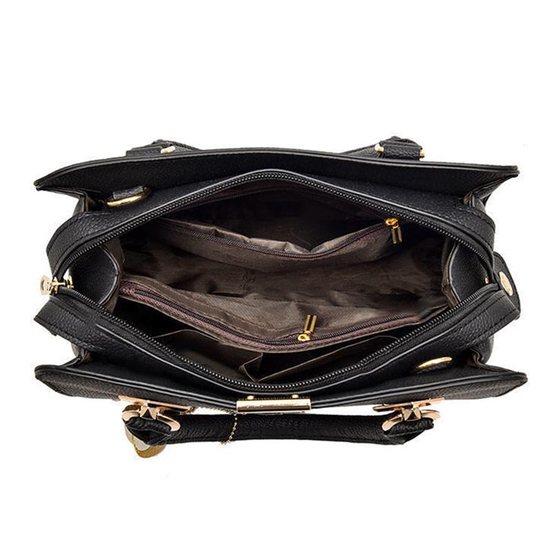 2025 New Handbags Large-capacity PU Waterproof Shoulder Bag Multi-layered Zipper Crossbody Bag Leisure Commuter Messenger Bag with Pendant