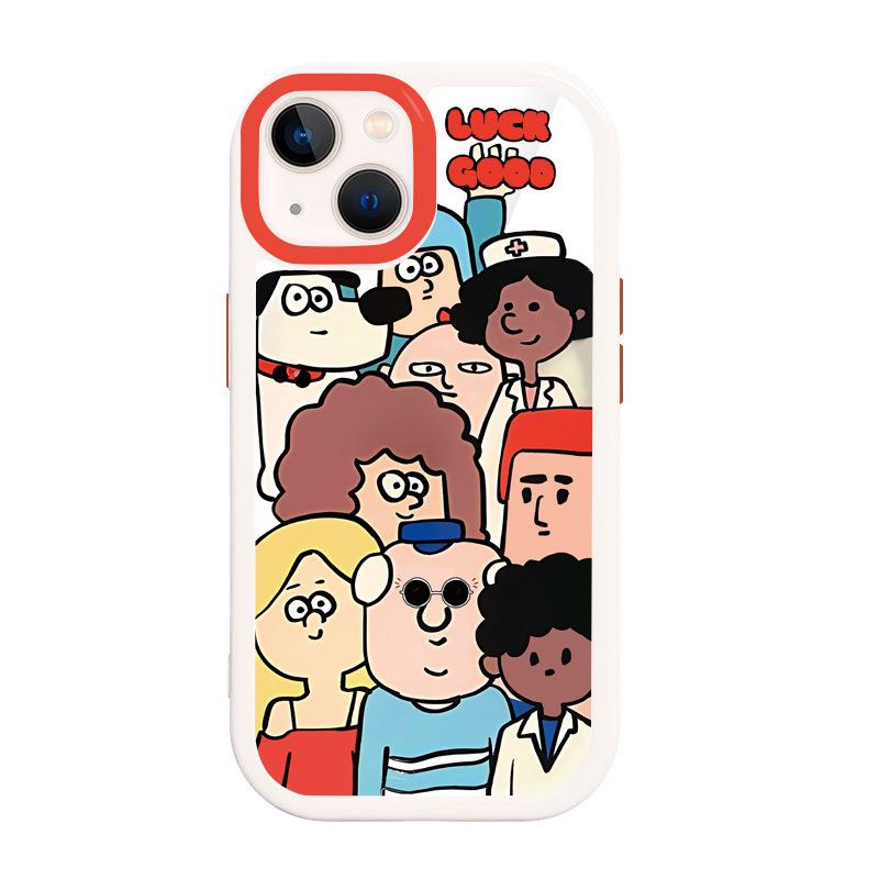 

Милый чехол для телефона с мультяшной парой для моделей Apple 14 Pro Max, 11, 12 и 13 — защита от падений. 12 (6.1)