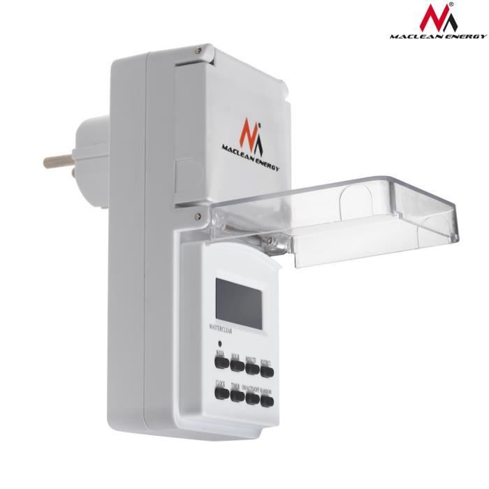 Minuterie Numérique Extérieure Prise F Schuko 10 Programmes Maclean Energy MCE08G