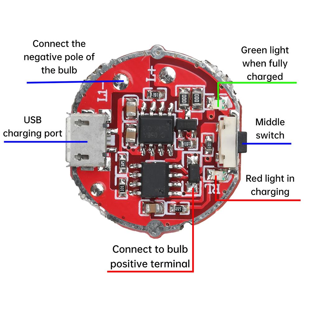 3-Gang Taschenlampen-Antriebsmodul 2-Gang-Treiberplatine Zubehör mit Schalter Lade-Integrierte PCB für 10W Lampenperlen