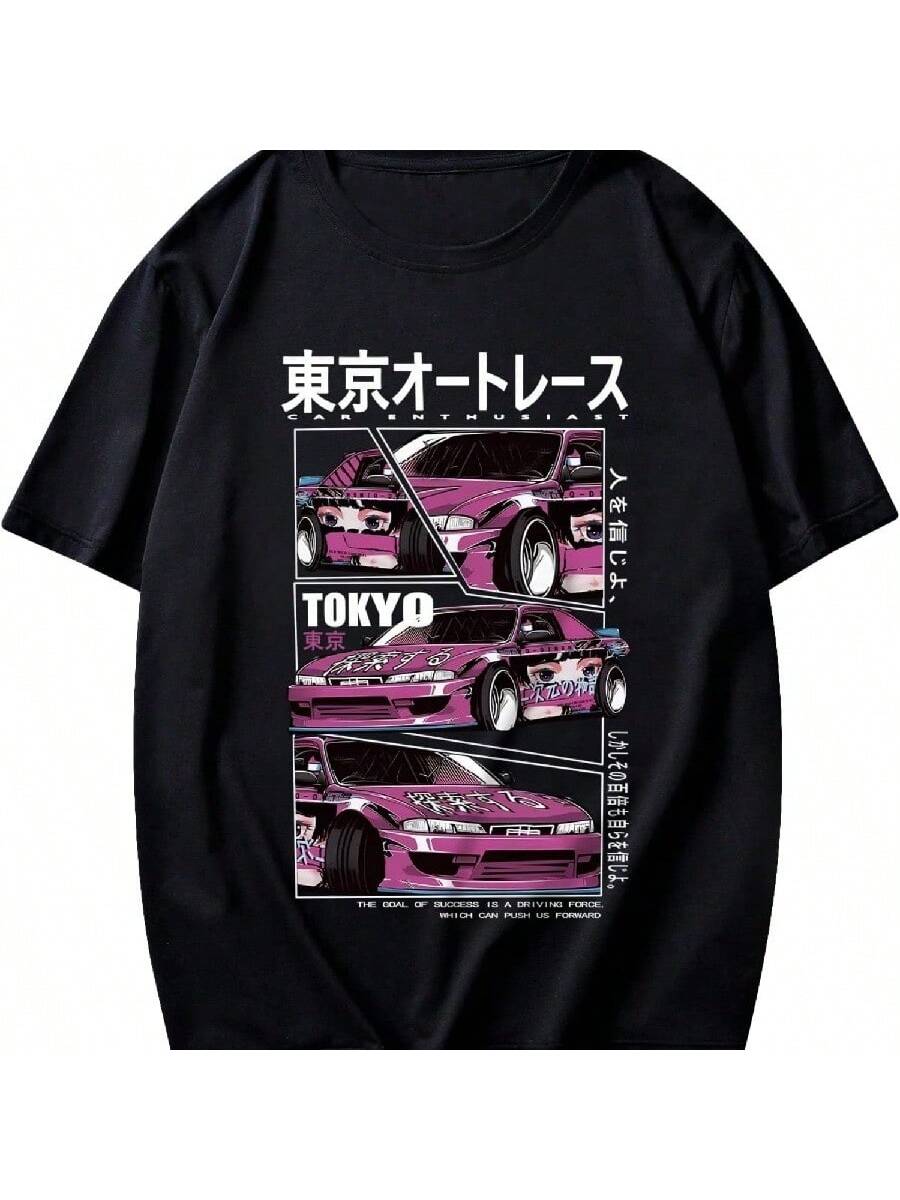 

Camiseta gráfica con letras para hombre de SHENHES, casual de manga corta y cuello redondo, estilo urbano XXXXXL чёрный