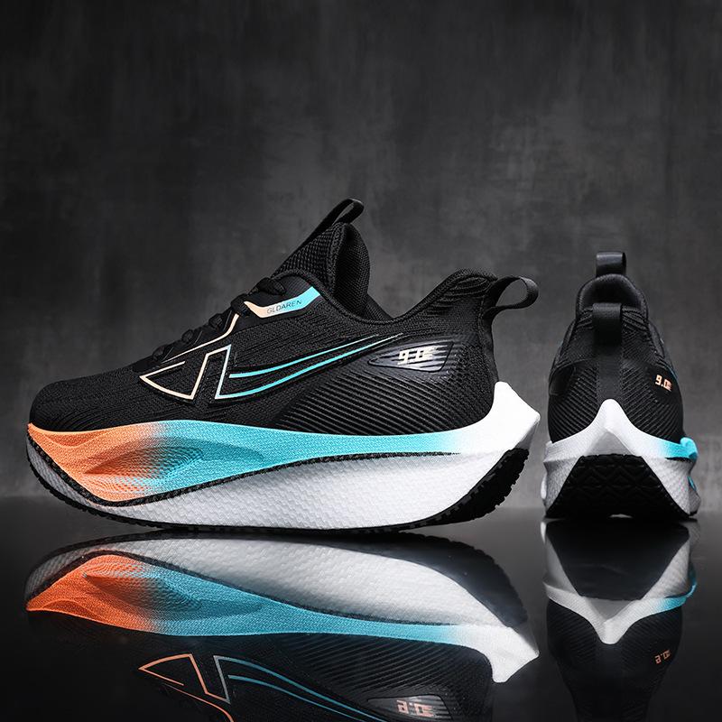 New marathon racing non-slip and wear-resistant running shoes couple popcorn carbon board cushioning rebound soft-soled sports shoes