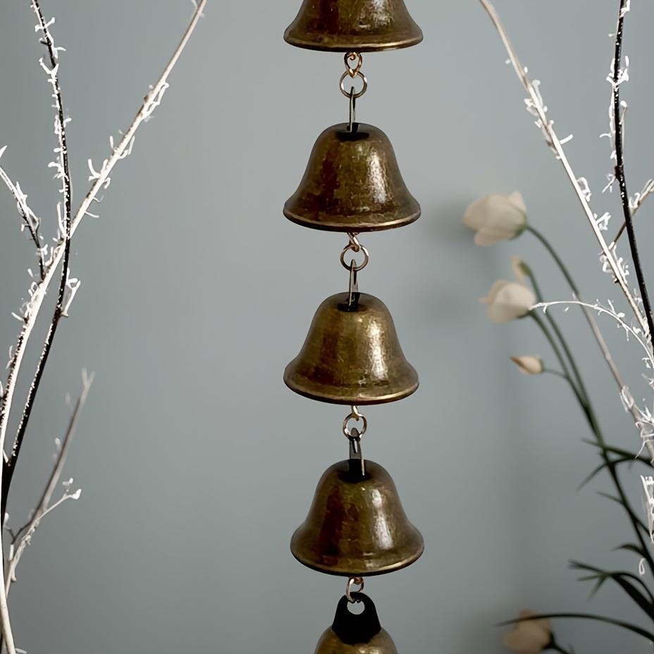 [Artisan Wind Chime] Handcrafted Rustic Iron Wind Chime - Handmade Metal Bell with Decorative Chain | Outdoor Garden & Wall Hanging Ornament