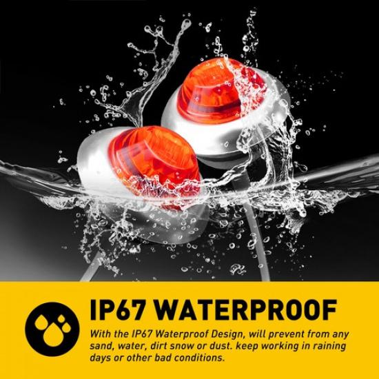 3/4" Round Red LED Marker Side Light W/Chrome Stailness for Base Truck Trailer R