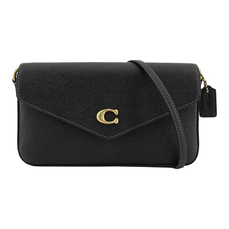 

Coach Wyn 20 Minimalist C Logo Flap Snap Crosshatch Leather Envelope Shoulder Bag Small Women bags Black C8439-B4BK Gift Box Set (Basic Set+Yellow Box)