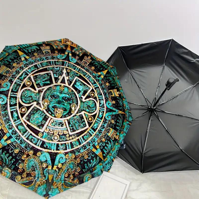Mayan Calendar Inspired Umbrella: A Unique Blend of Ancient Art and Modern Functionality - Perfect for Outdoor Adventures, Travel Essentials 167