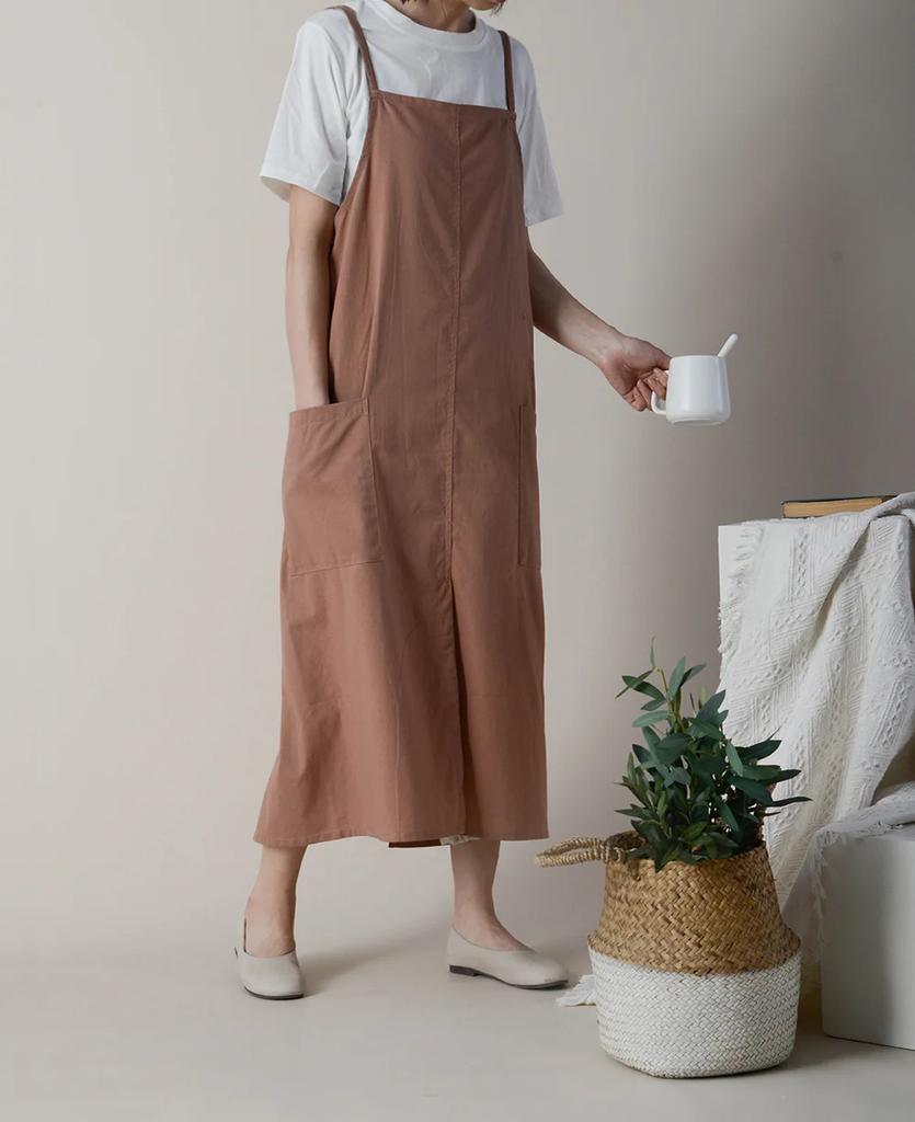 Waterproof Cotton Linen Apron, Floral Kitchen Apron, Gardening Florist Baking Coffee Shop Work Clothes, Korean Version