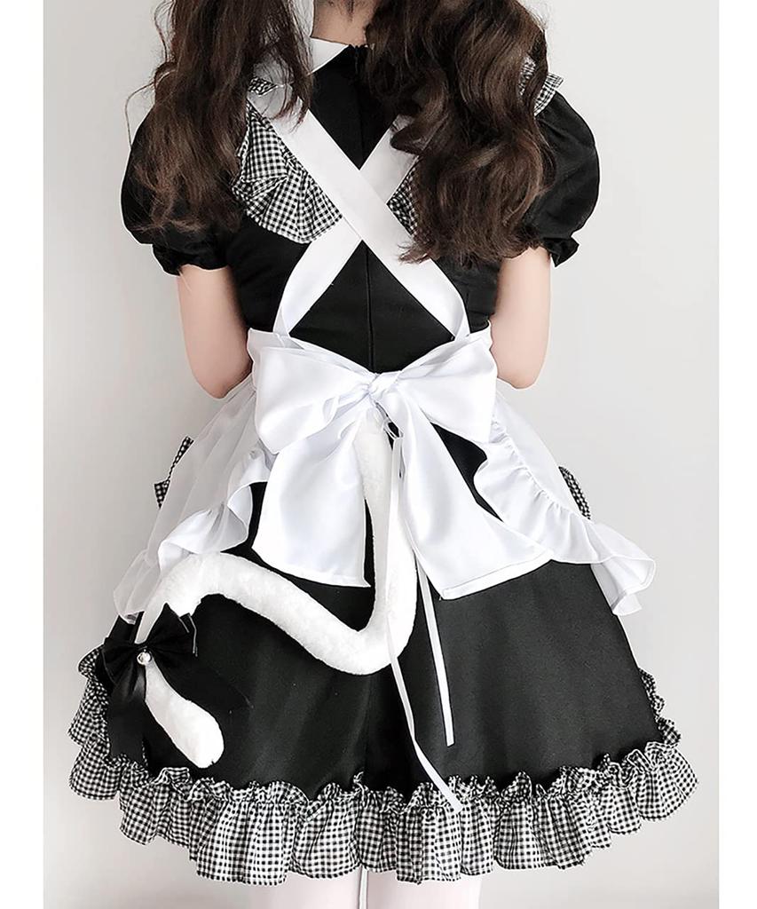 [Milky Time] Maid Lolita Dress, Mini Length, Gingham Check, Ruffles (M)