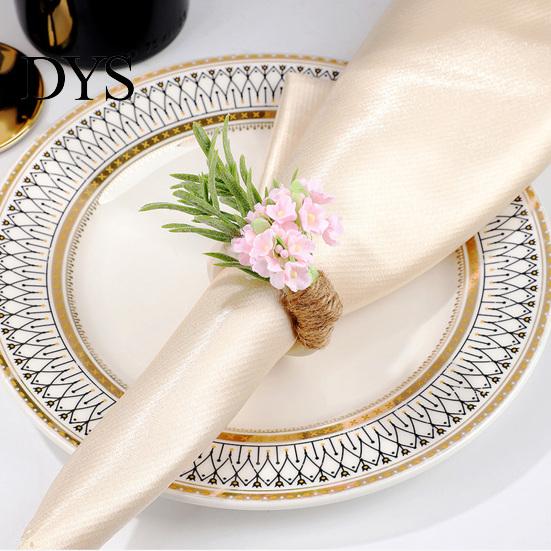 Artificial Flower Napkin Rings Rosemary Ring, Farmhouse Wooden Ring Holder, Rustic Faux Decorative Holders for Weddings Wedding Bridal Shower