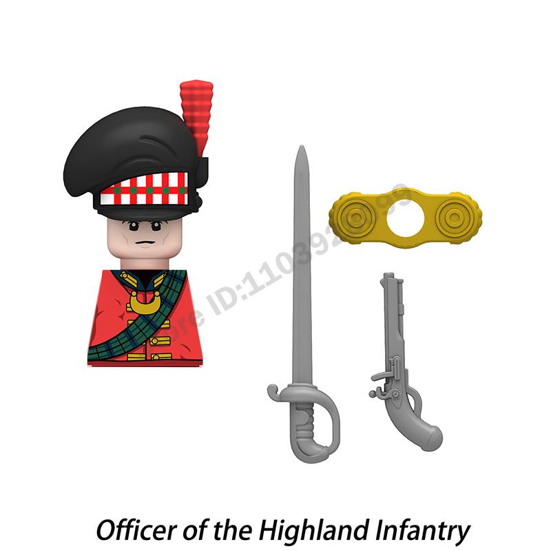 Middle Ages Military Napoleonic Wars Figures Building Block British French Prussia Infantry Knight General Duke Characters Brick