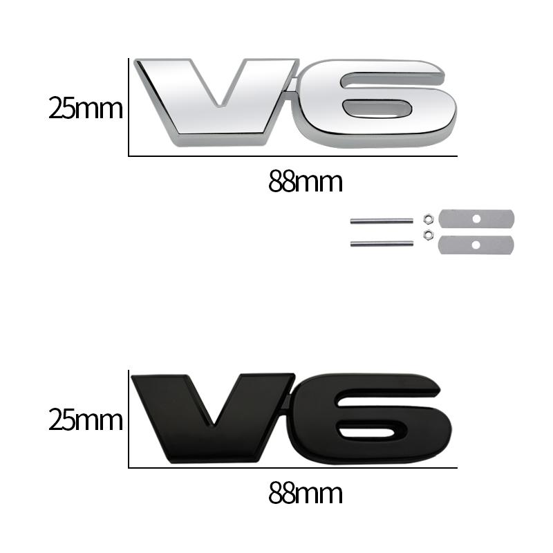 Car Accessories Metal Grille Emblem Rear Trunk Body V6 Badge Sticker For Mazda Ford Toyota Honda Suzuki JEEP Chevrolet SUV