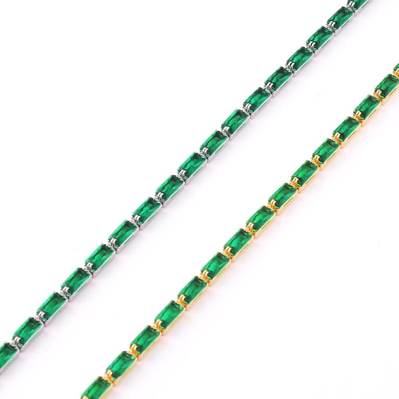 Good Quality Cubic Zirconia Green Tennis Chain Bracelets For Women 18K Gold Hand Chain CZ Chain Homme Jewelry
