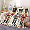 Nutcracker Design Flannel Fleece Throw Blanket - Vintage Style Soft Warm Cozy Blanket for Home, Couch, Bed, Seasonal Decor