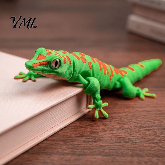 3D Printed Gecko Toy Leopard Figurine, Realistic Articulated Chameleon Fidget Toy, Lifelike Ornament Flexible Jointed Lizard Model, Animal Shape Desk