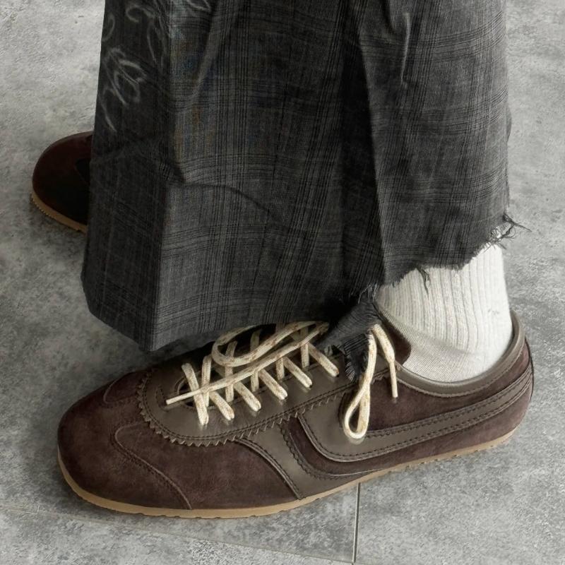 Sneakers Leather Forrest Gump Shoes Women Casual  High quality Retro Lace-up German Training Flat Shoes Women