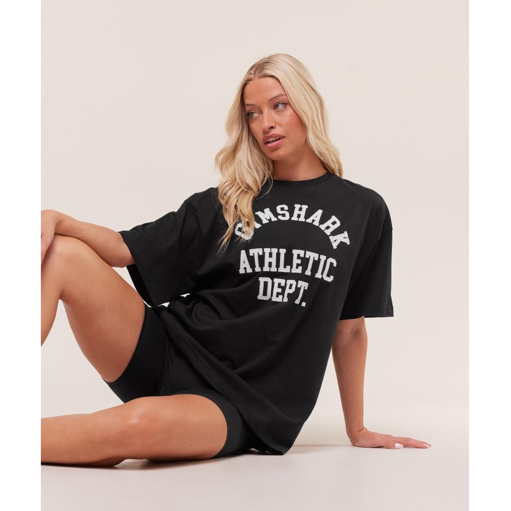 Gymshark AThleTic DeparTmenT Oversized Graphic T shirT Black B4c7g Bb2j