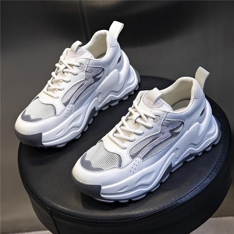 Genuine leather women's shoes 2025 new summer leisure sports breathable dad shoes women's thick-soled versatile shallow single shoes children