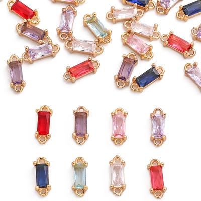 Pendentif rectangulaire en cuivre et Zirconium coloré, 2 pièces, pendentif pour bricolage, fabrication de bijoux, accessoires artisanaux
