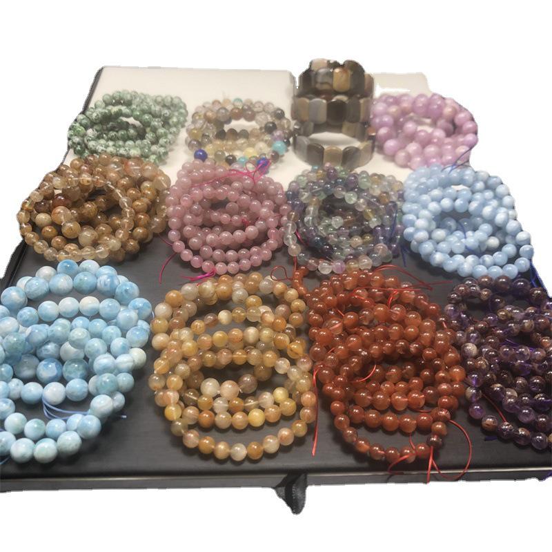 Jie Xing Tourmaline Golden Rutilated Quartz Red Rabbit Hair Super Seven Green Phantom Moonstone Bracelet & Necklace Beads