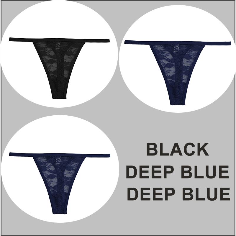 FINETOO 3PCS/Set Sexy G-string Panties Women Thongs  Lace Underwear Pantys Low-Waist Femme Underpants Mesh Transparent  Lingerie