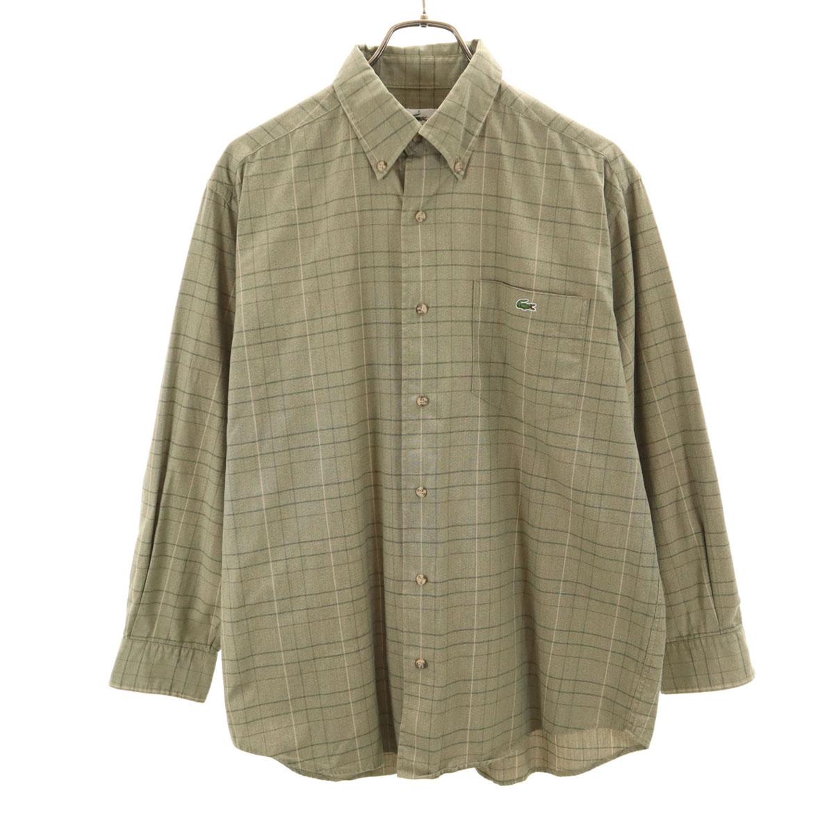 

LACOSTE made in Japan Check Pattern Long sleeve Button down shirt 3 Khaki Men s Used