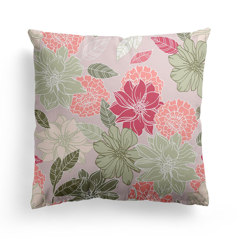 Floral Print Pillowcase, Home Peach Skin Velvet Material Sofa, Car Office Bedside Pillow and Cushion Cover