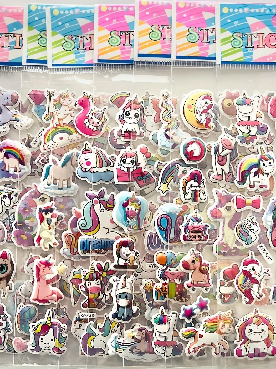 

10pcs 3D Unicorn Stickers - 114 Multi-Design Fluffy Puffy Stickers for DIY Crafts, Bottles & Home Decor | Reusable Easy ZSY