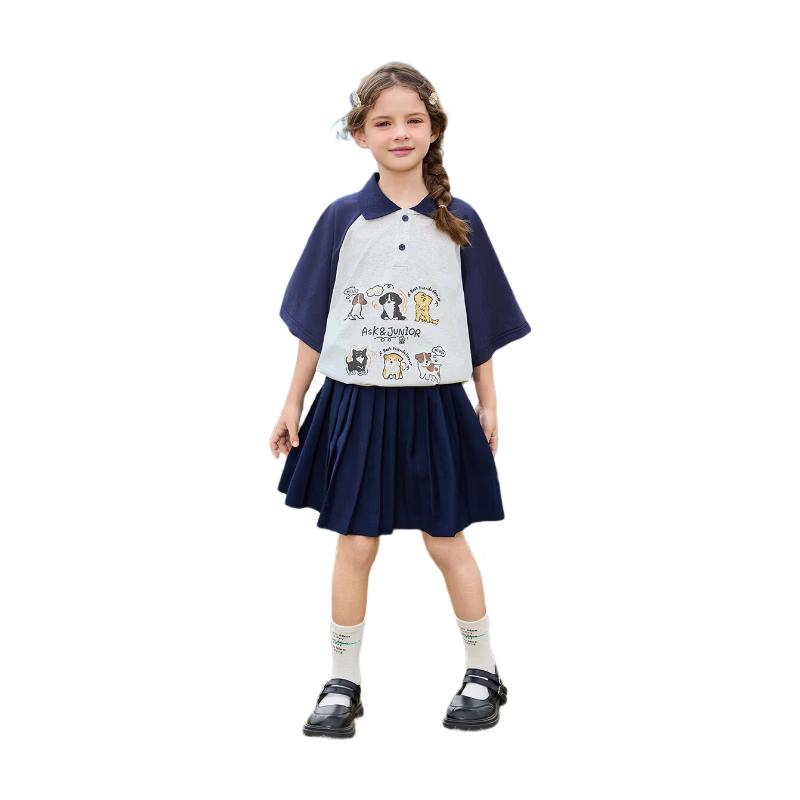 ASK JUNIOR Girls Color-Block Polo T-Shirt 110