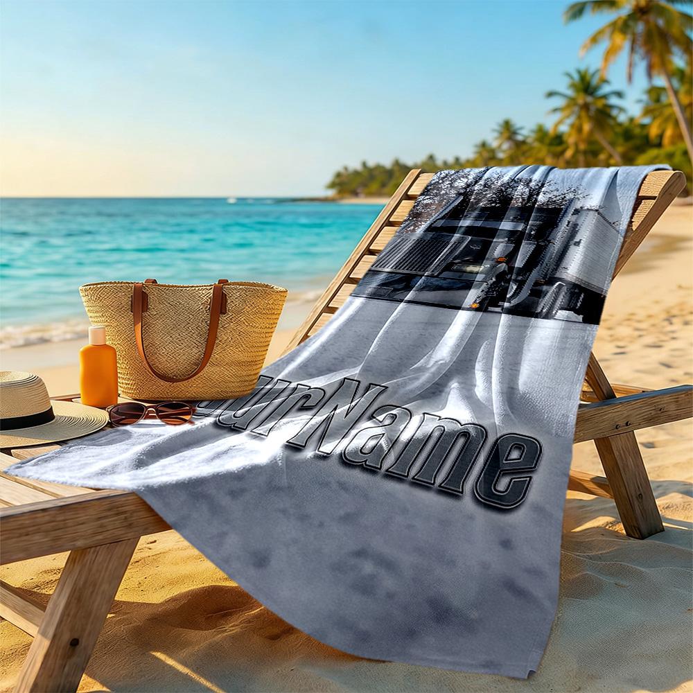 Kw Heavy Trucks Personalized Name Beach Towel Super Soft & Absorbent Portable for SwimmingBeachCamping Travel Beach AccessoriesGym