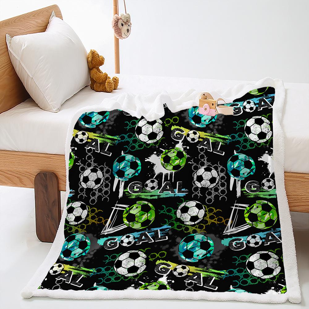 Blanket 2D Digital Printing Lamb Fleece Crystal Fleece Football Sports Blanket Blanket