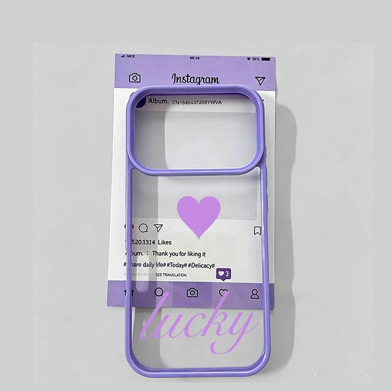 Y2K French Letters Lucky Pink Love Heart Phone Case For iPhone 16 17 Pro 15 13 11 Pro Max 17Air 7 8 14Plus 12 XR X Hard Cover