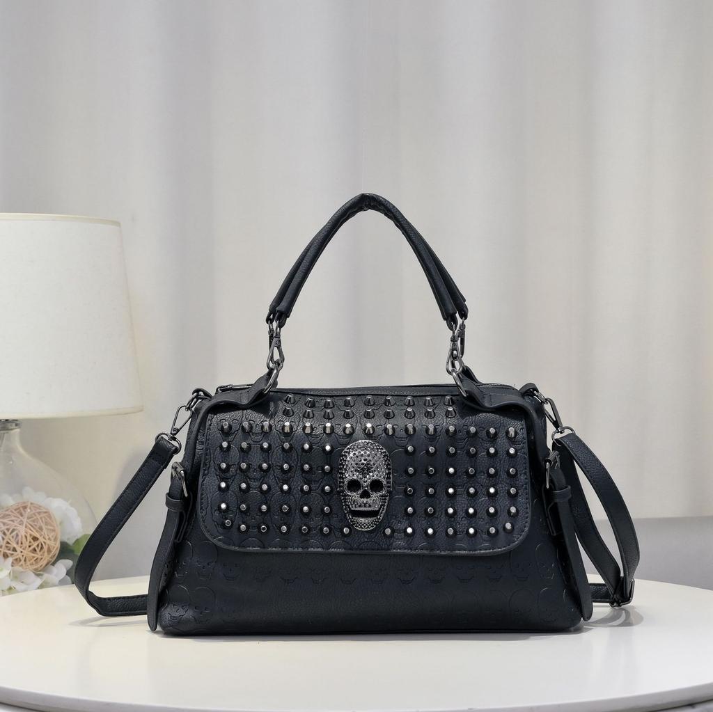 Trendy and Versatile Skull Head Bag, New European and American Minimalist Rivet Tote Bag, Stylish Handheld Shoulder Bag