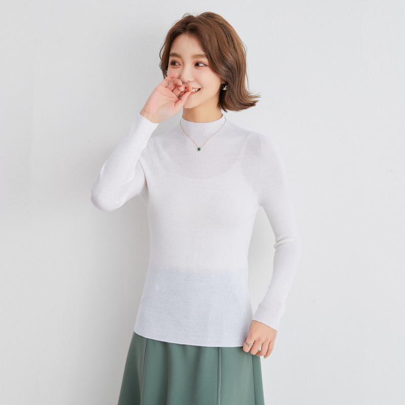 Yangtze Yarn Women's Slim Fit Half-High Neck Wool Sweater - Spring/Autumn Style Pullover