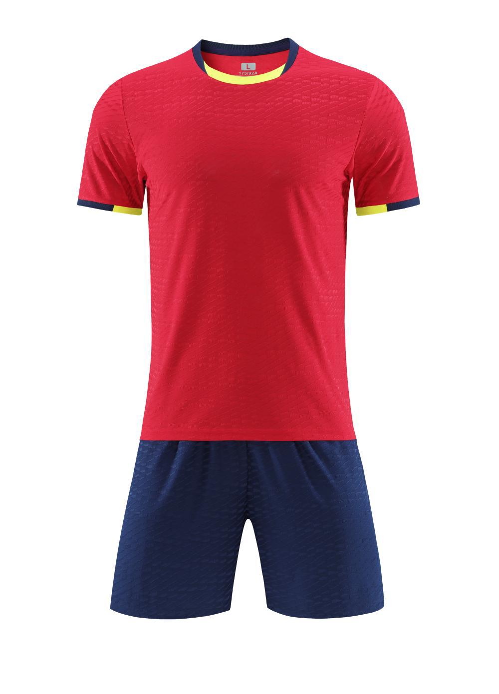 

Brand Jacquard Fabric Football Jersey Set Men S And Women S Short-Sleeved Jersey Football Jersey Blank Version Jersey Fan Version S красный