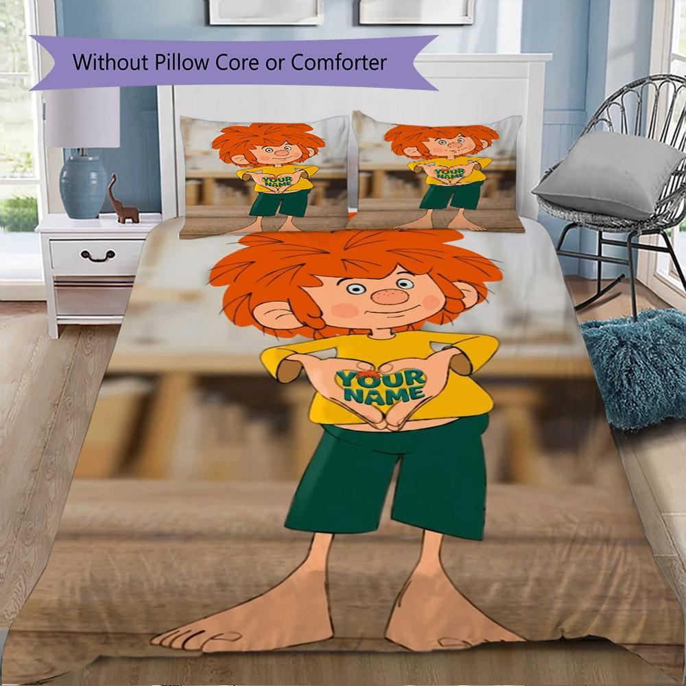 Pościel z imieniem Meister Eder Und Sein Pumuckl, Zestaw kołdry Poszewka na kołdrę Poszewka na poduszkę Domowy prezent urodzinowy(1 * poszwa na kołdrę + 2 * poszewki na poduszki, bez rdzenia)_
