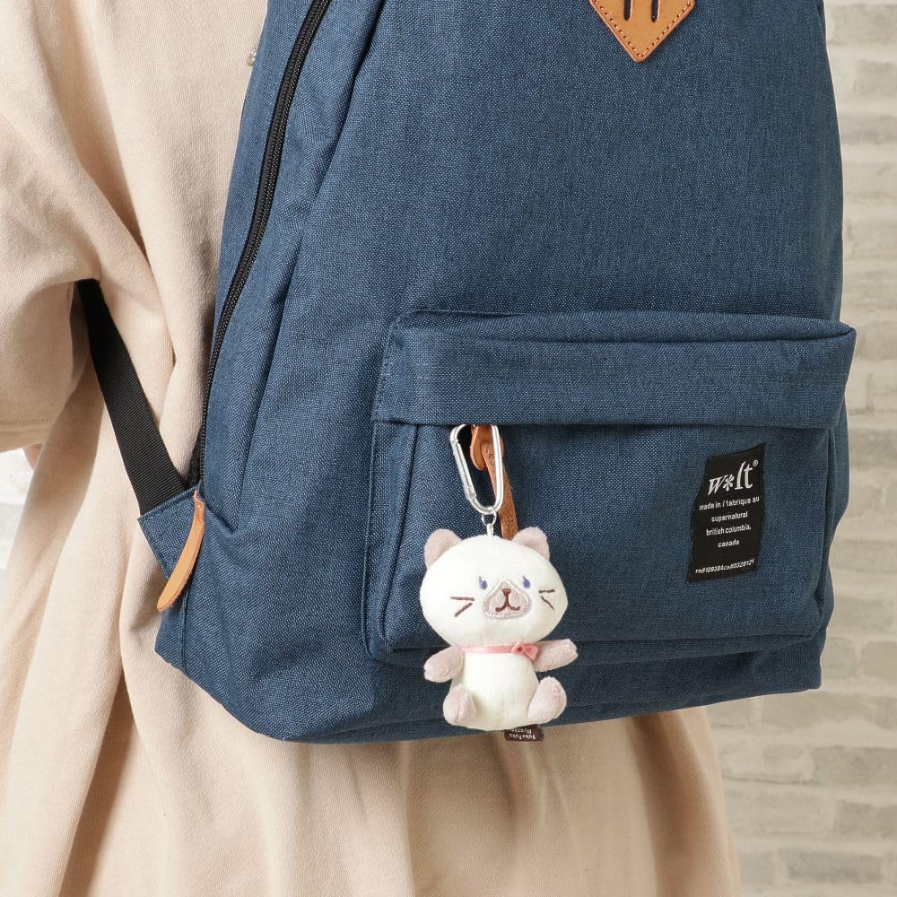 [FUKU FUKU NYANKO] Mascot Keychain, Plush Cat, Cute Gift, Character, Carabiner Included, 8cm Long, Go-Around Mascot, Fukufuku Nyanko, Happin's