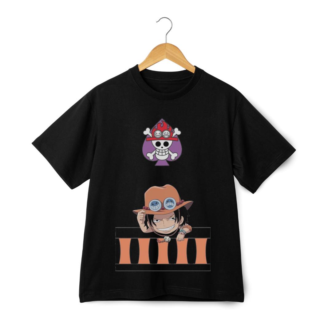 One Piece Ace Pirate Skull Anime T-Shirt Mens Womens Tees Top - Cool Graphic Streetwear Tee 3XL