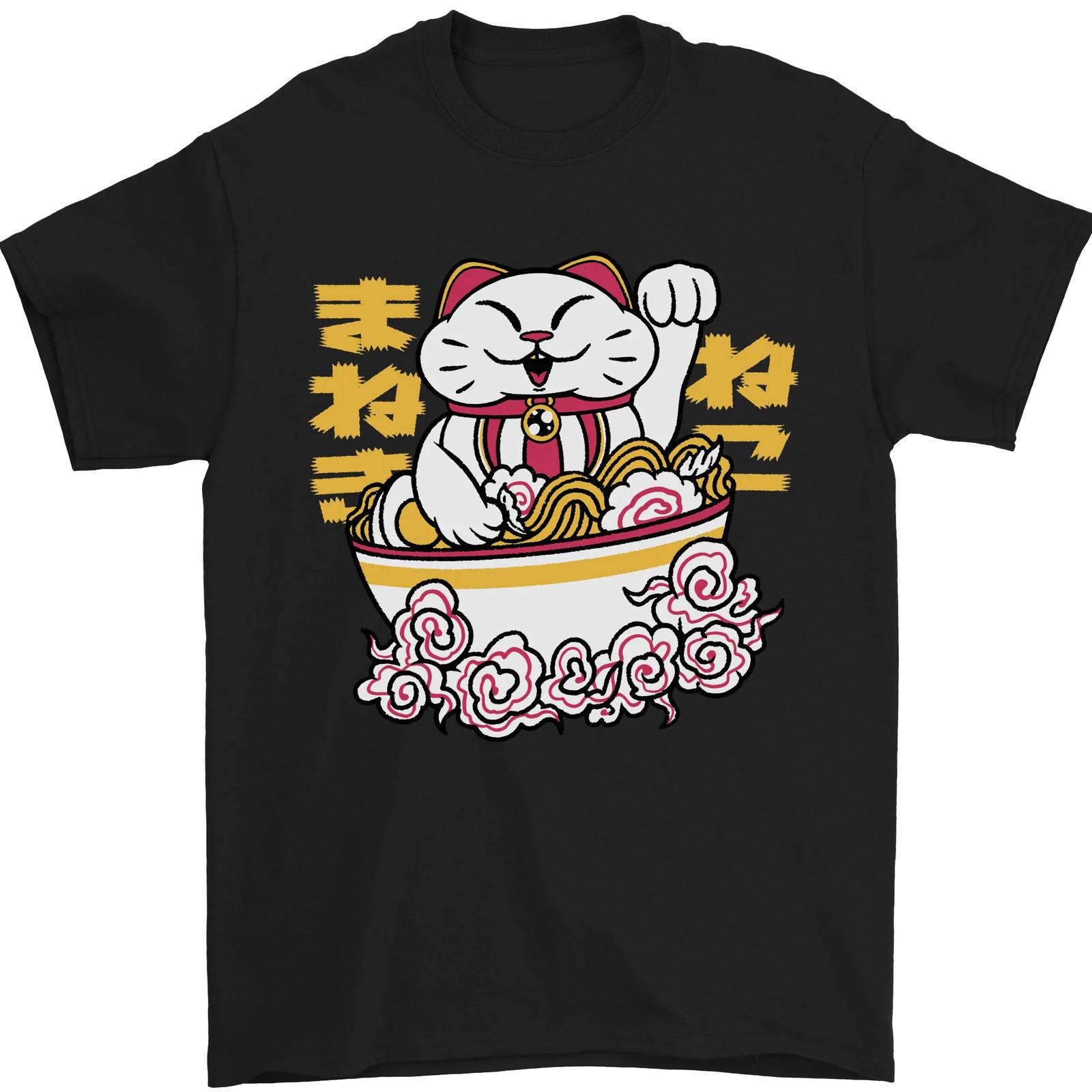 Ramen Lucky Cat Mens T-Shirt Cotton S