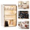 Stackable Plastic Multilayer Dustproof Cup Storage Box with Doors and Shelves Desktop Storage Display Shelf for Office Home