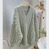 V-Neck Twisted Sweater: All-Match, Soft & Thick Wool Knit for Spring, Autumn, and Winter - Gentle, Lazy Korean Style Top
